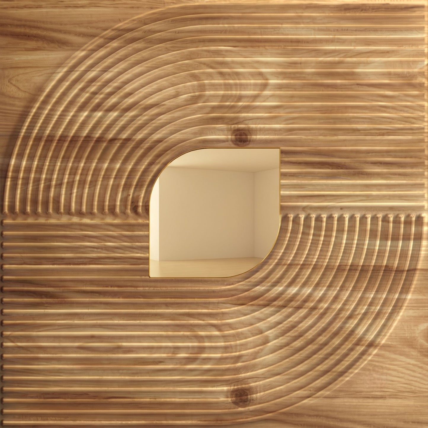 Beech Wood - Gold Self Adhesive PVC wall Panels Curve Line Design
