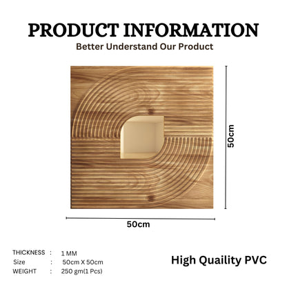 Beech Wood - Gold Self Adhesive PVC wall Panels Curve Line Design
