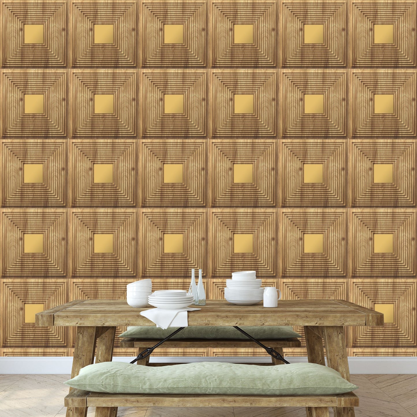 Beech Wood - Gold Self Adhesive Panels Line Design