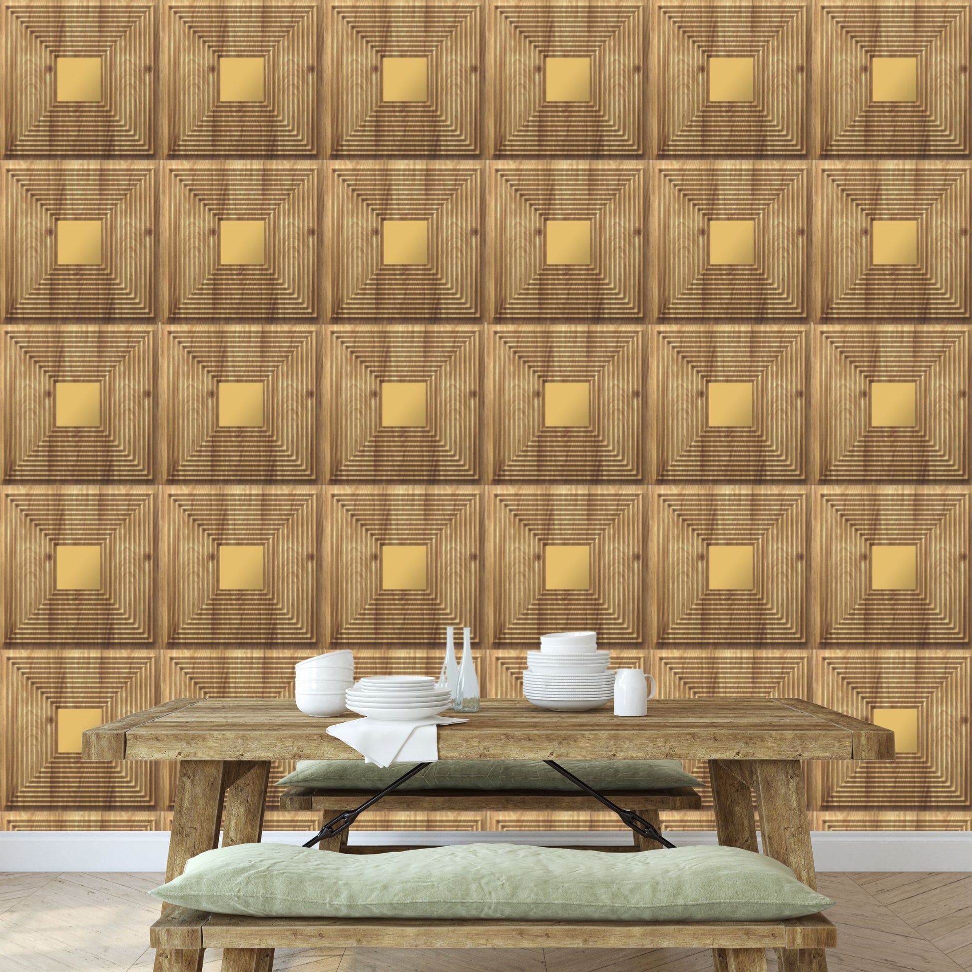 Beech Wood - Gold Self Adhesive Panels Line Design