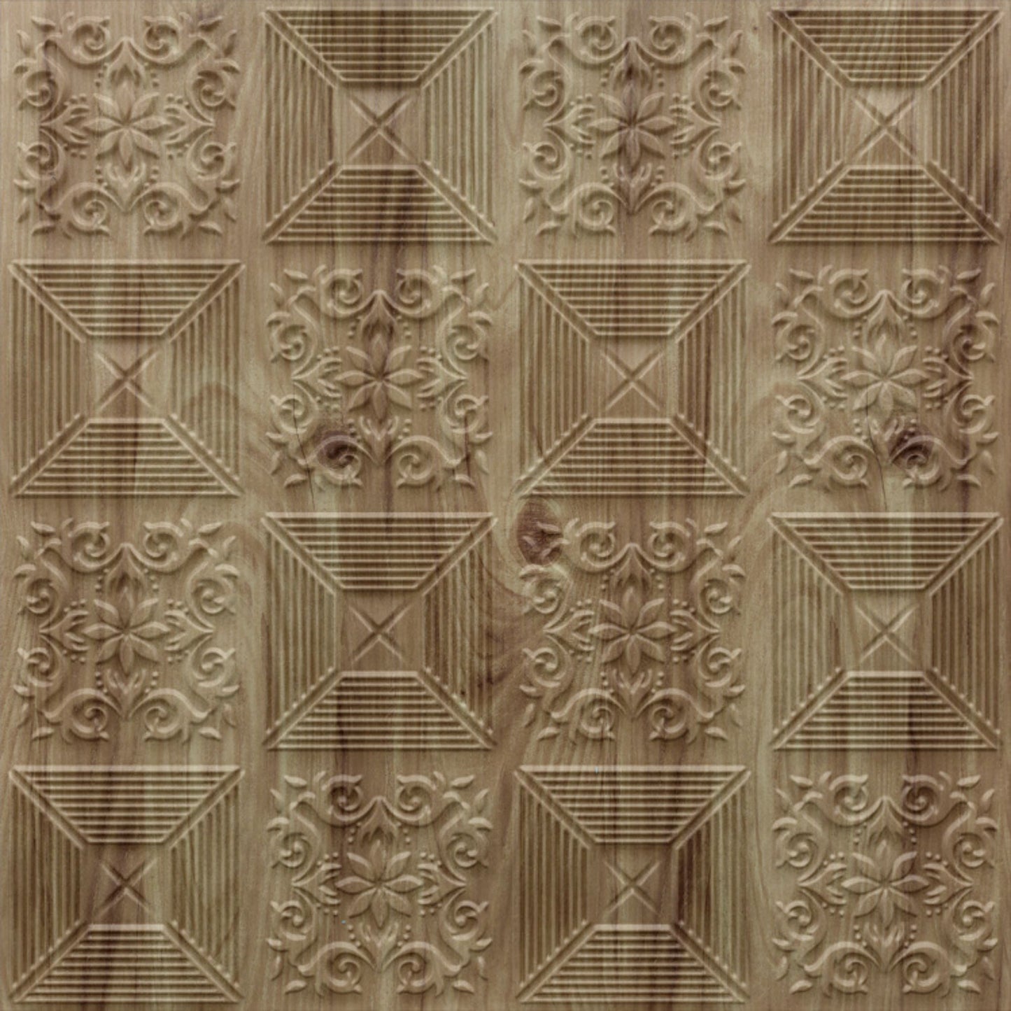 Beech Wood Self Adhesive Wall Panels Flower Design