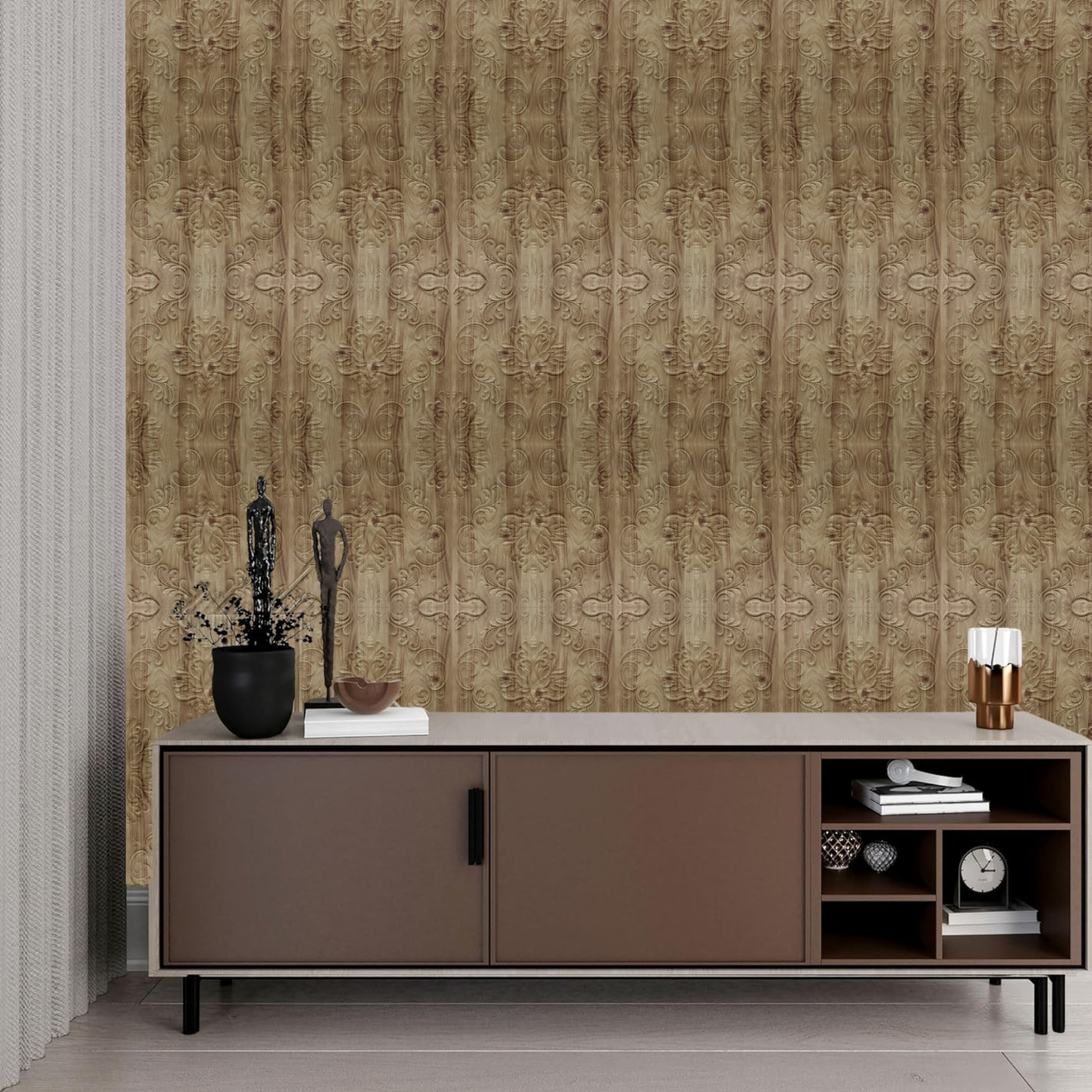 Beech Wood Self Adhesive Panels Damask Design
