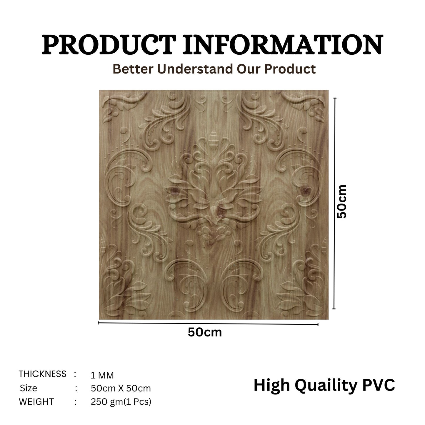 Beech Wood Self Adhesive Panels Damask Design
