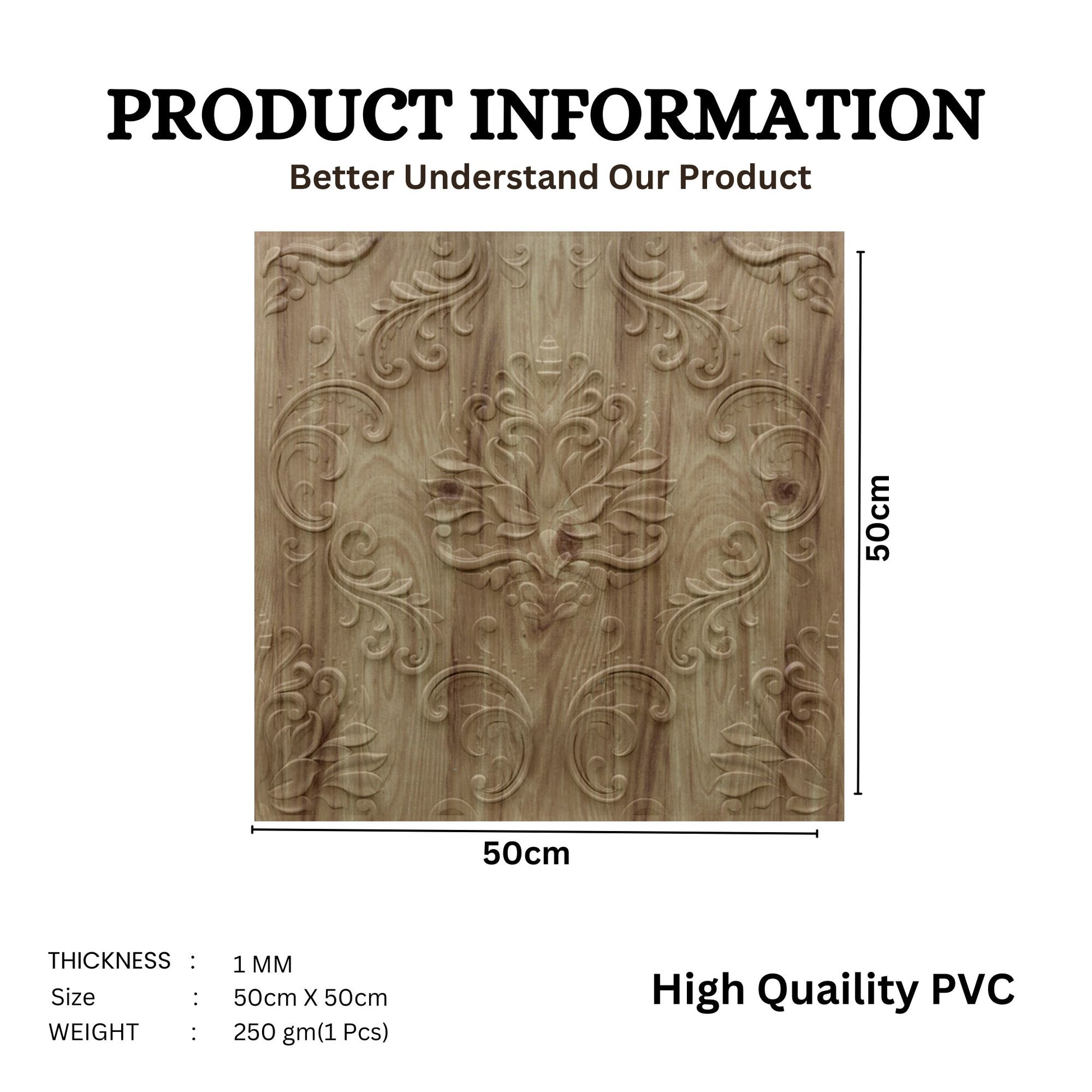 Beech Wood Self Adhesive Panels Damask Design
