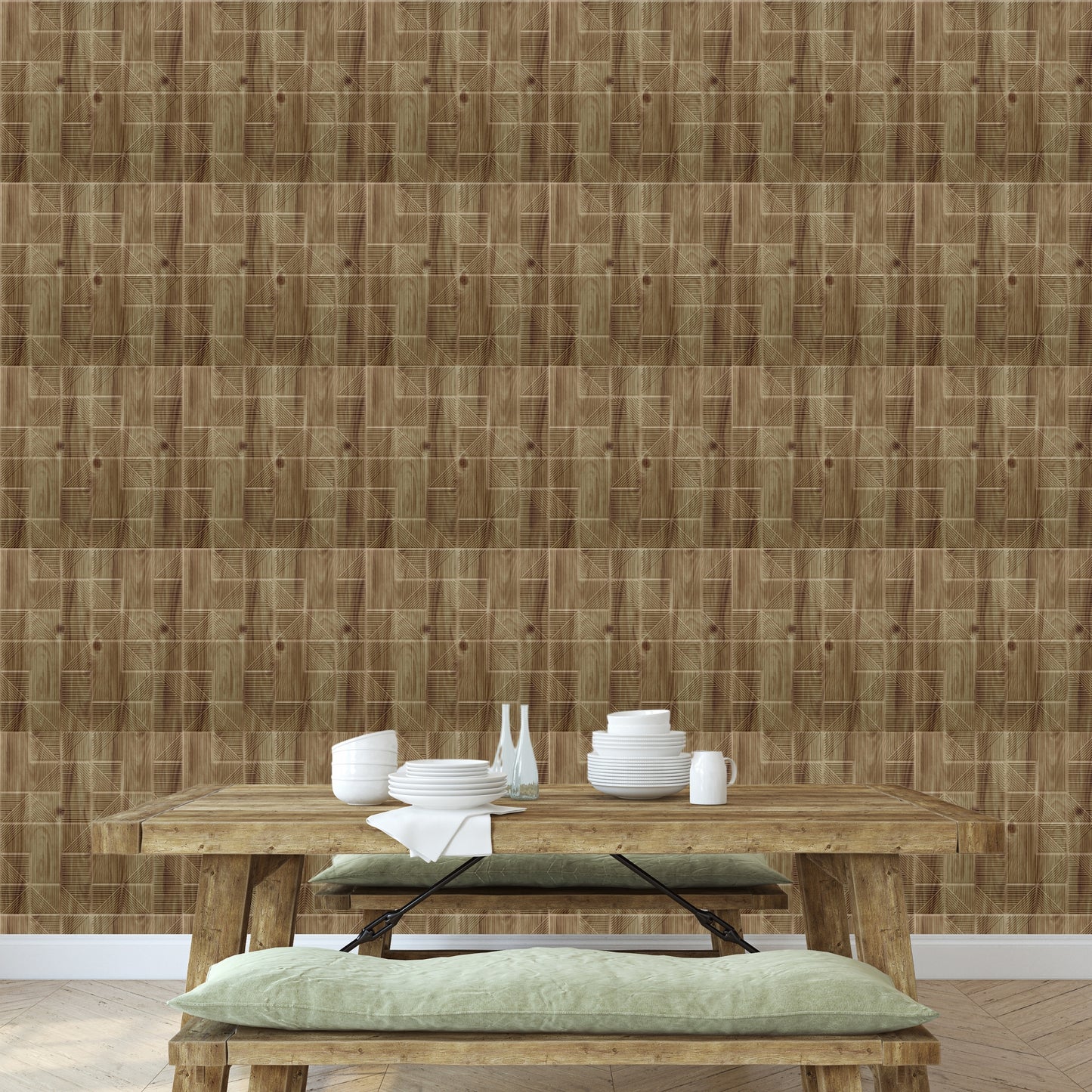 Beech Wood Self Adhesive Panels Stripe Design