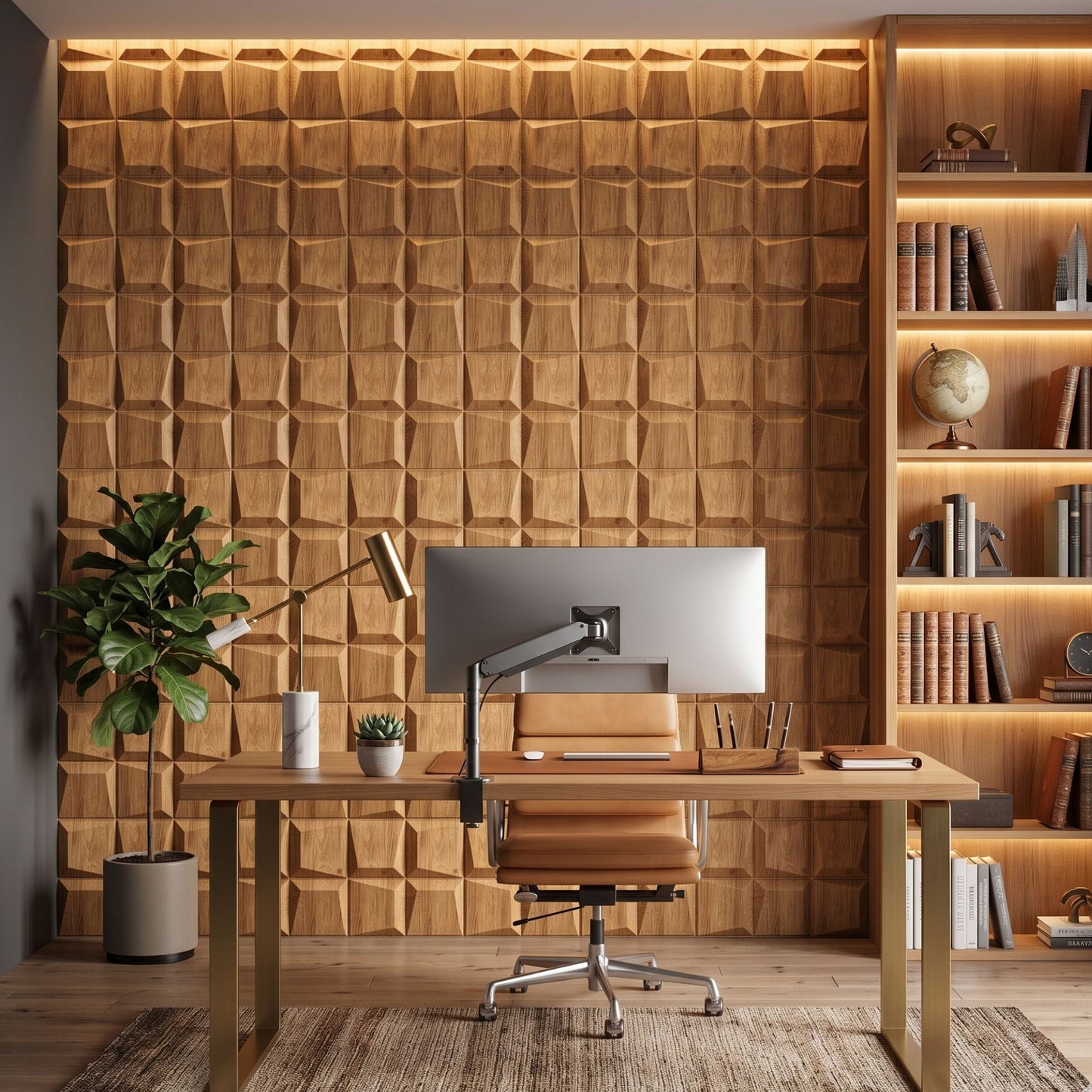 Beech Wood 3D Wall Panels Cube Design-2
