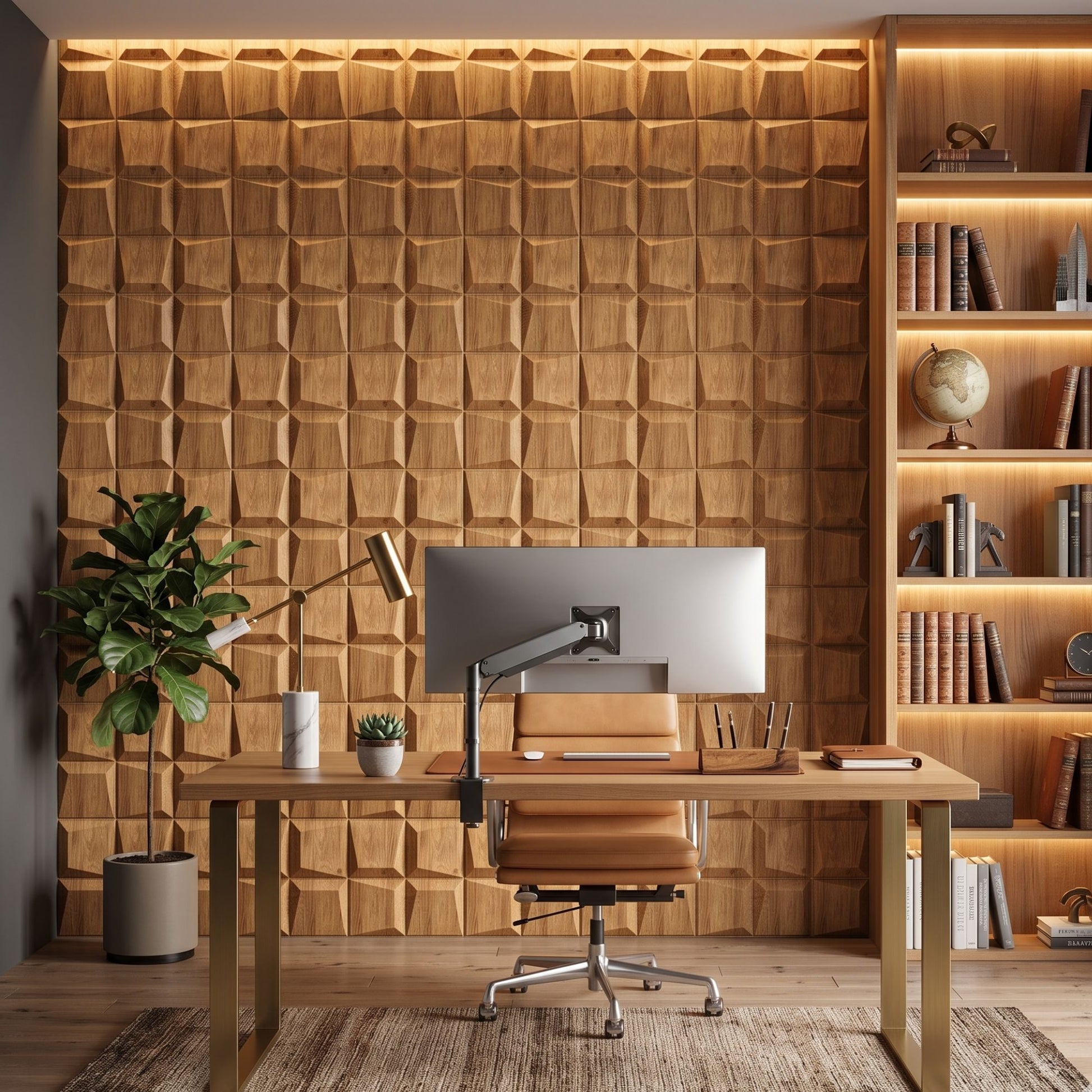 Beech Wood 3D Wall Panels Cube Design-2