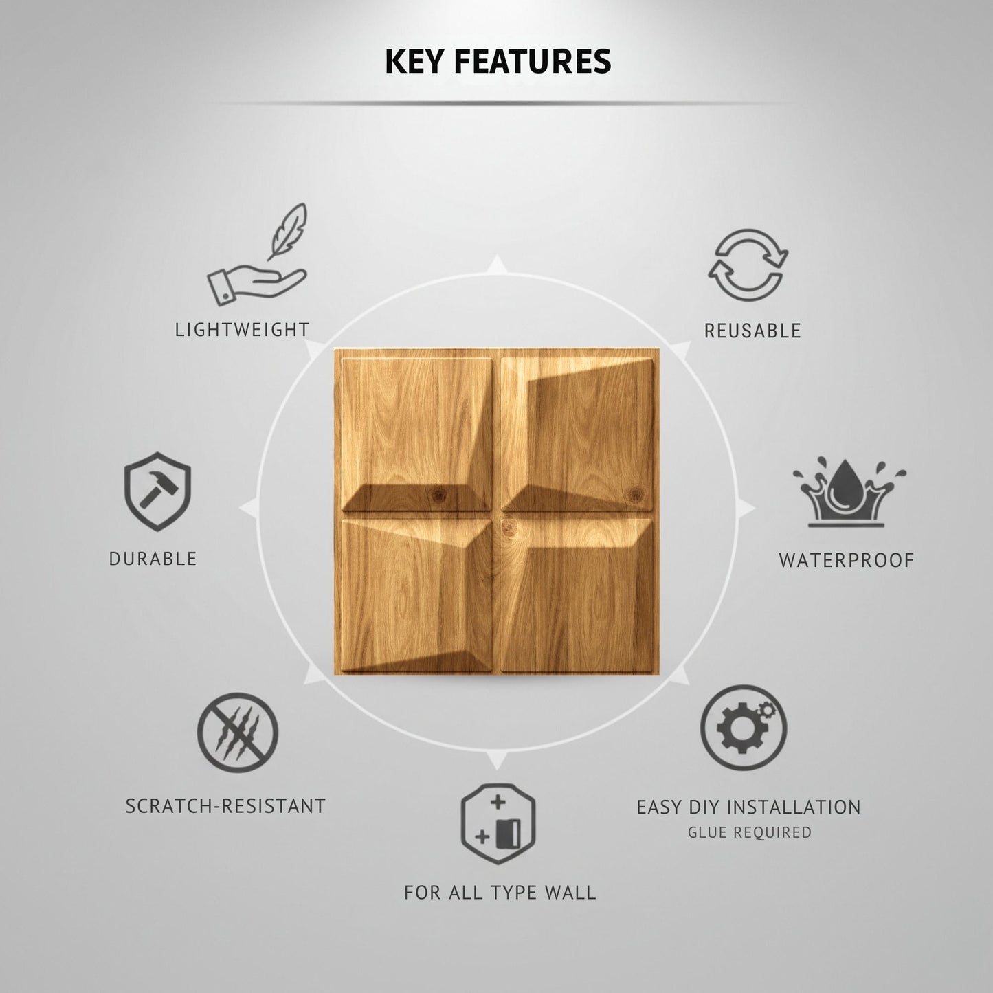 Beech Wood 3D Wall Panels Cube Design-3