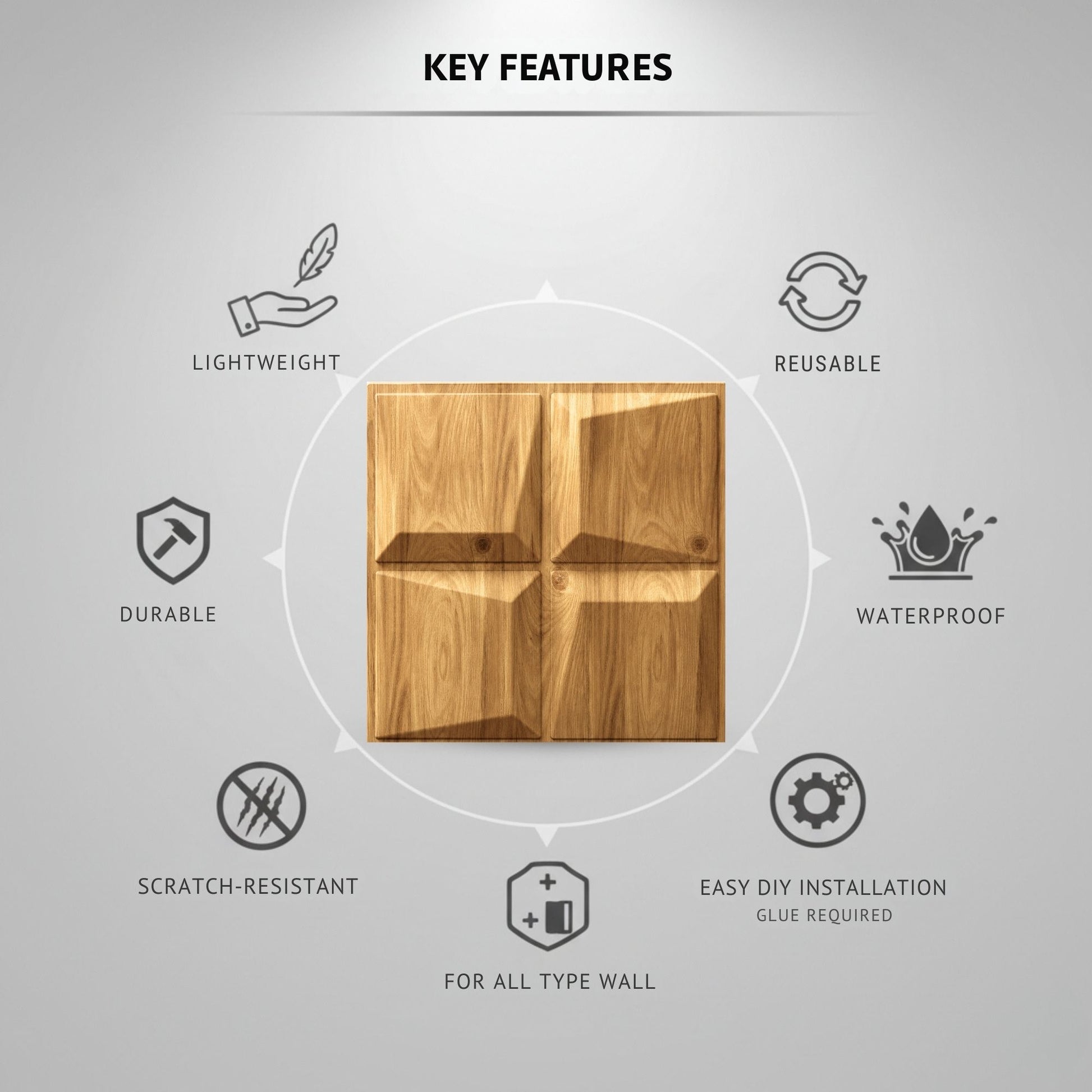 Beech Wood 3D Wall Panels Cube Design-3