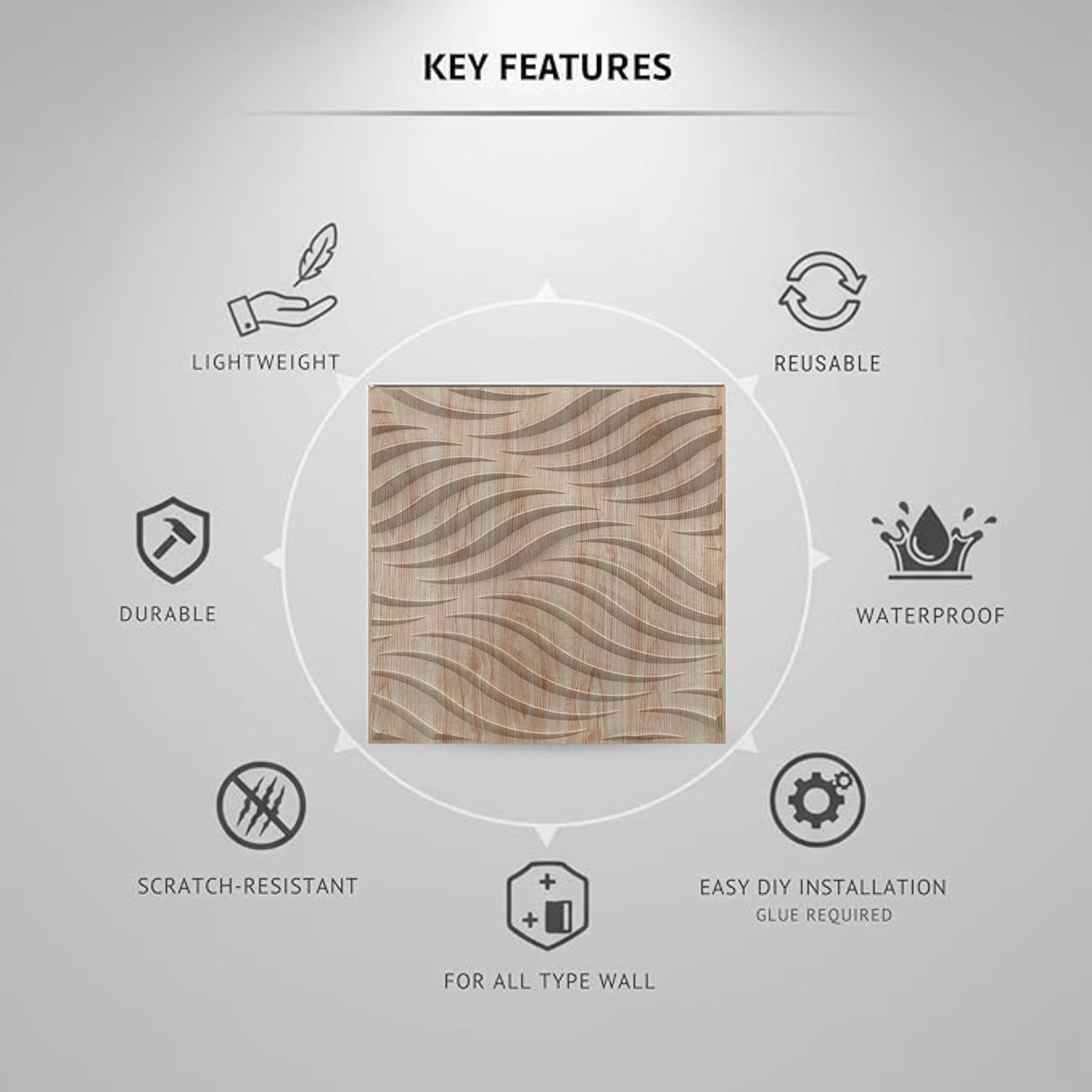 Beech Wood 3D Wall Panels Swirl Design front