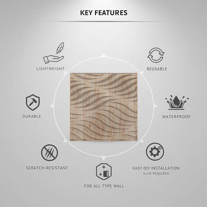 Beech Wood 3D Wall Panels Swirl Design front