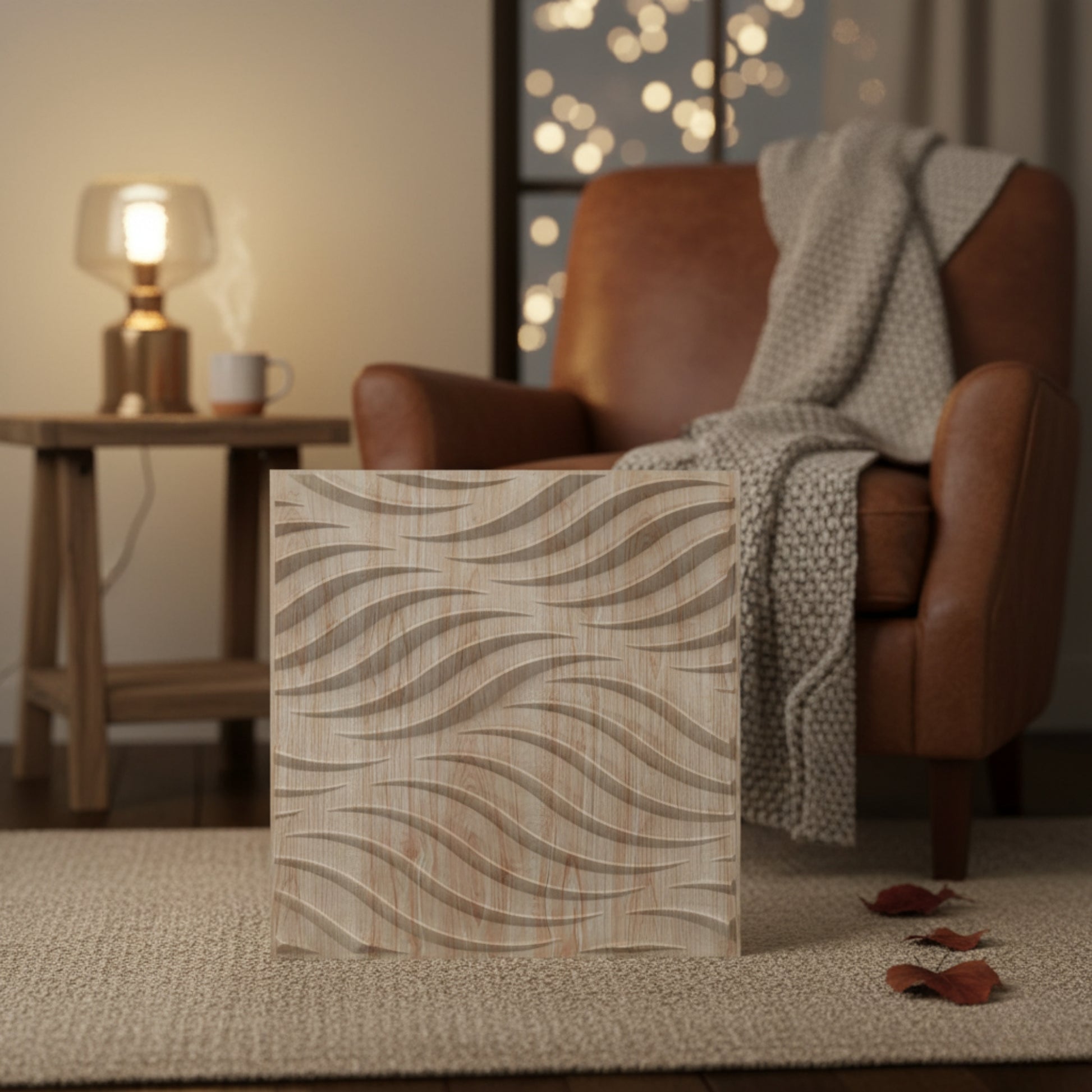 Beech Wood 3D Wall Panels Swirl Design front