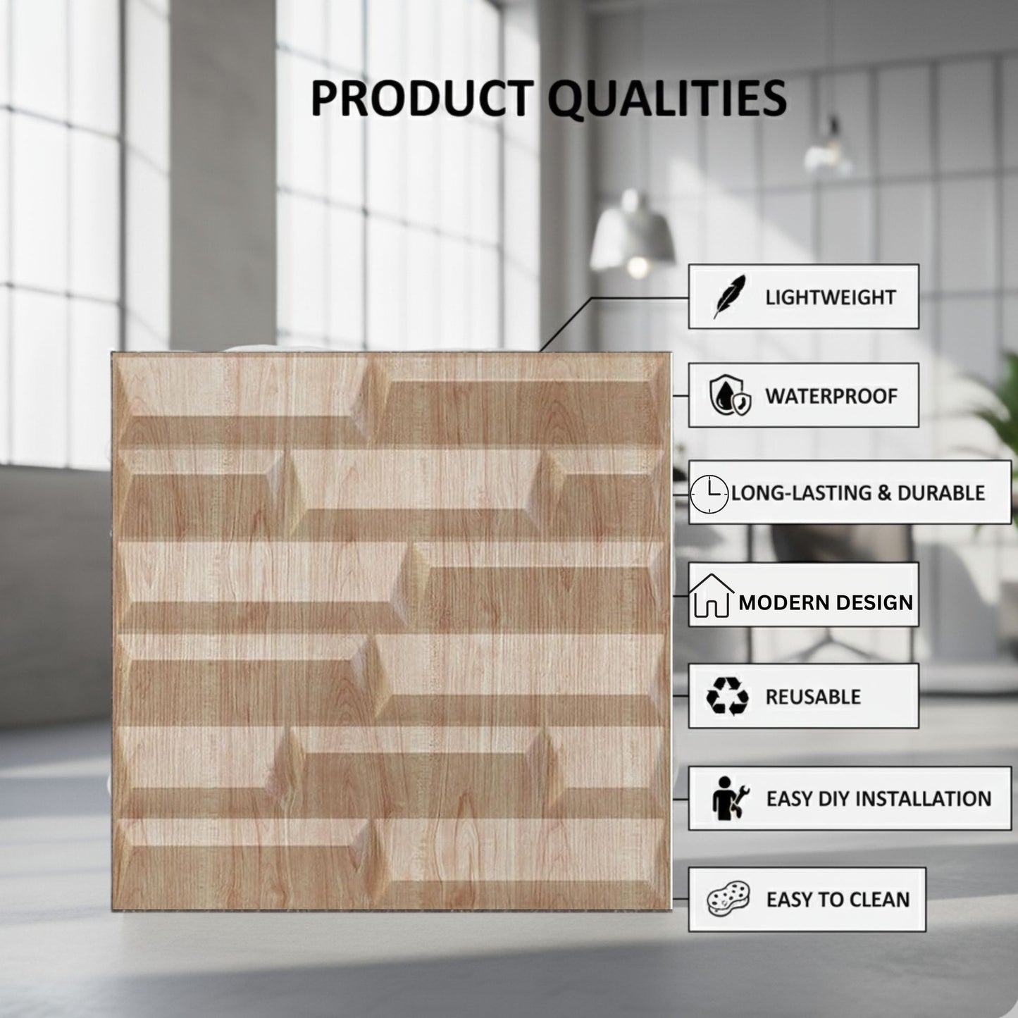 Beech Wood 3D Wall Panels Vault Design