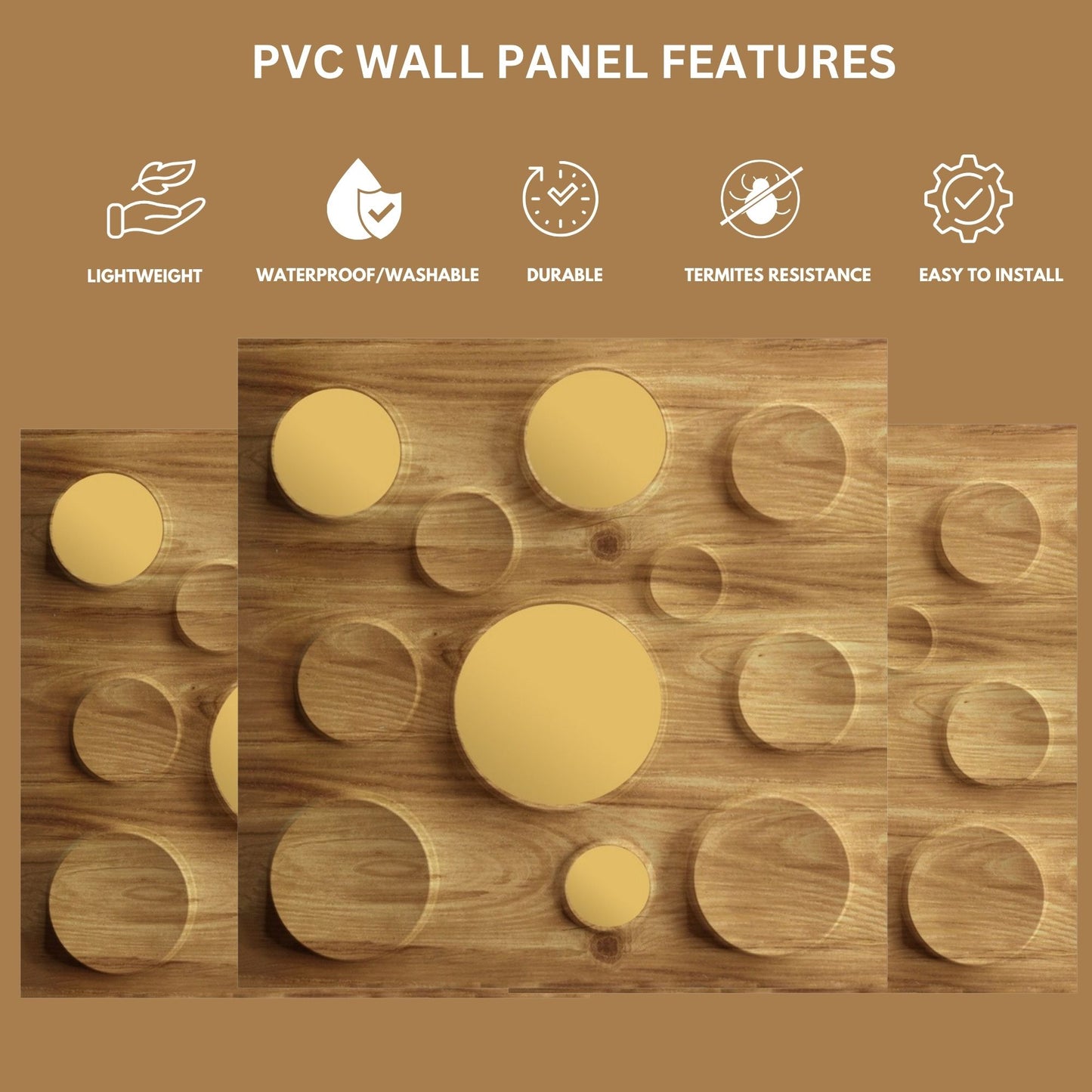 Beech Wood Acrylic Moon Design 3D Wall Panel-2