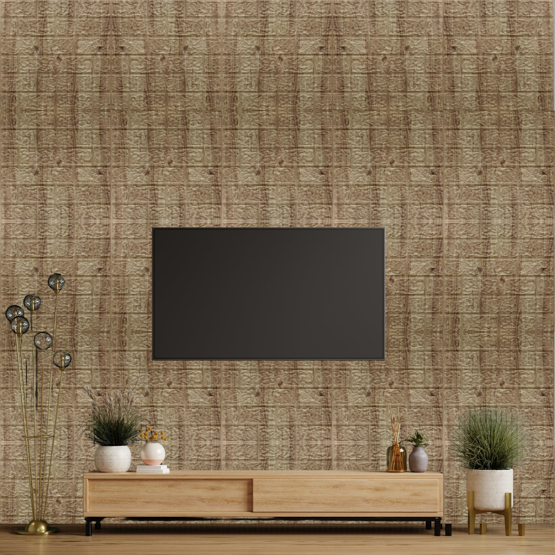 Beech Wood Self Adhesive 3D Panels Brick Design