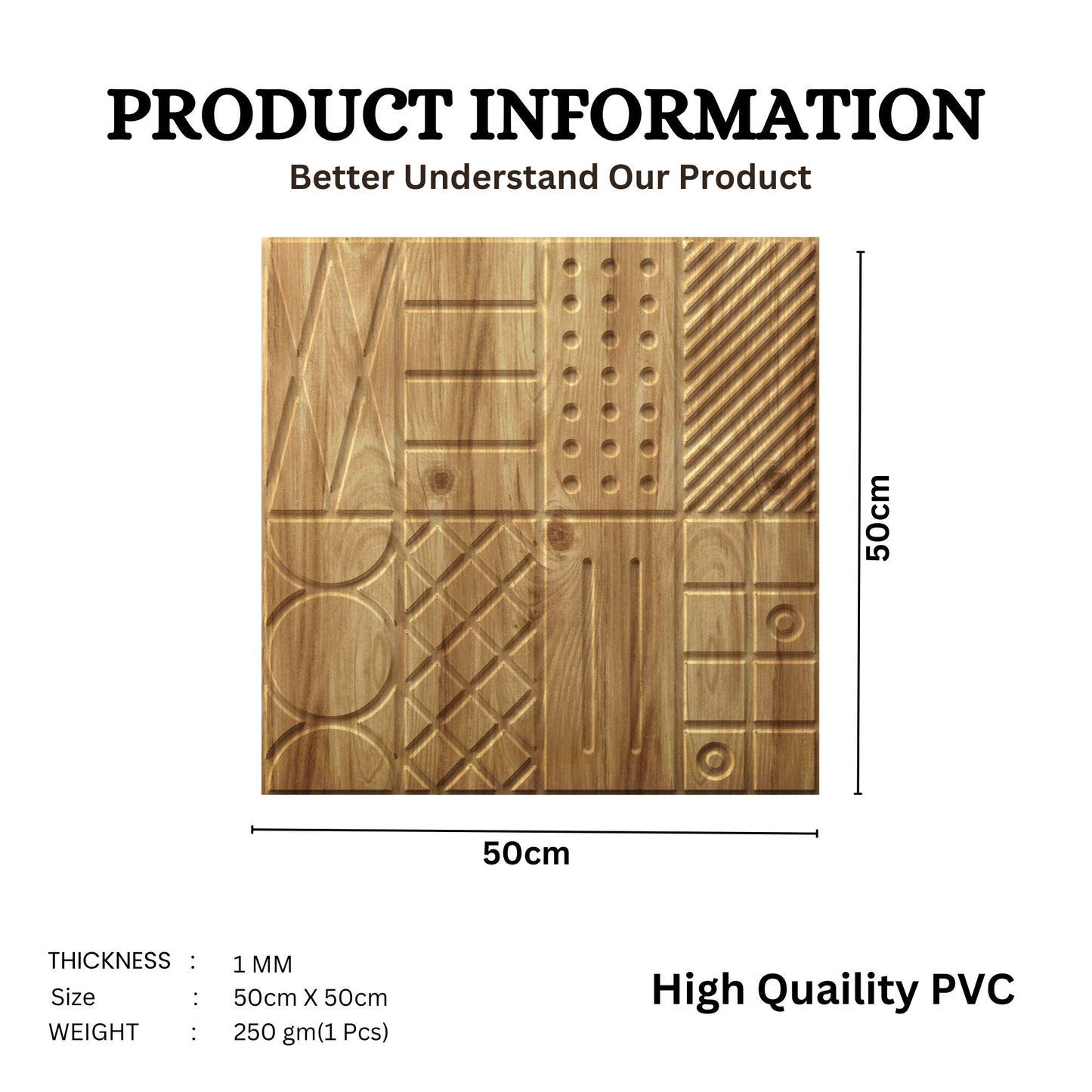 Beech Wood Self Adhesive Panels Square Design