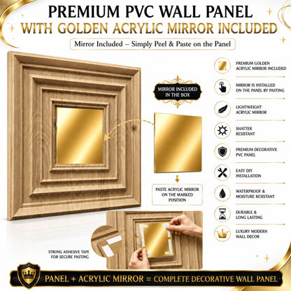 Beech Wood Gold Accent Design Acrylic 3D Wall Panel-6