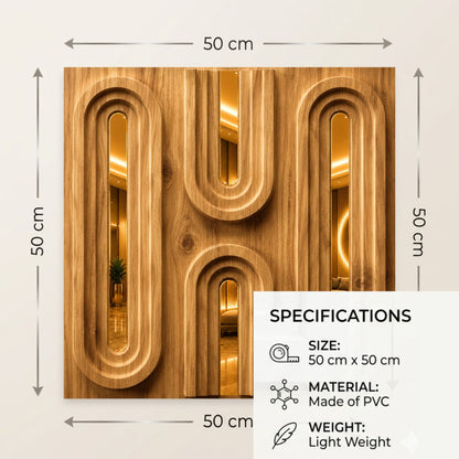 Beech Wood Gold Acrylic Loops Design 3D Wall Panel-4