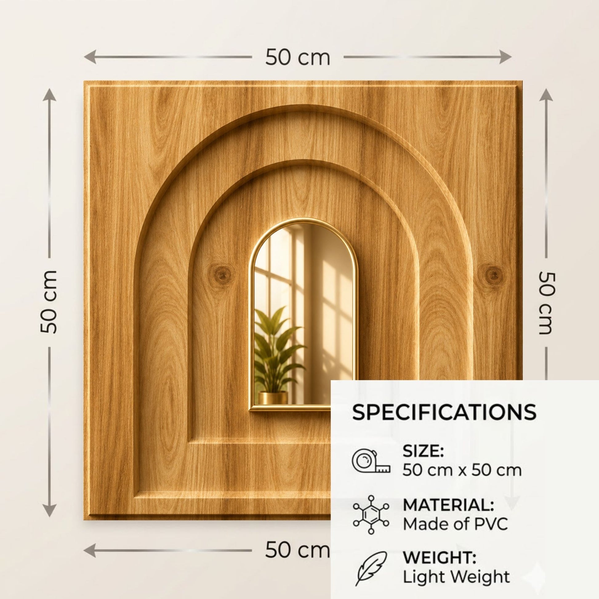 Beech Wood Gold Archi Design Acrylic 3D Wall Panel-2