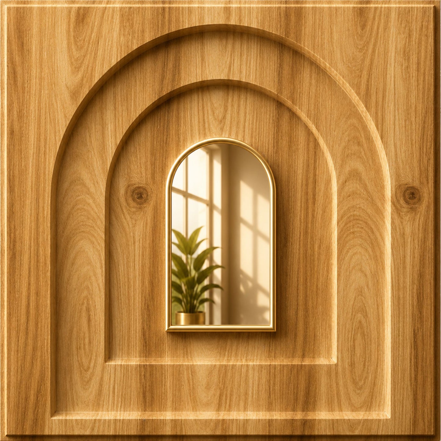 Beech Wood Gold Archi Design Acrylic 3D Wall Panel