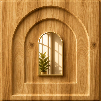 Beech Wood Gold Archi Design Acrylic 3D Wall Panel