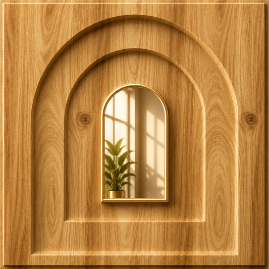 Beech Wood Gold Archi Design Acrylic 3D Wall Panel