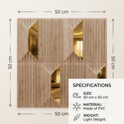 Beech Wood Gold Artisan Design Acrylic 3D Wall Panel-6