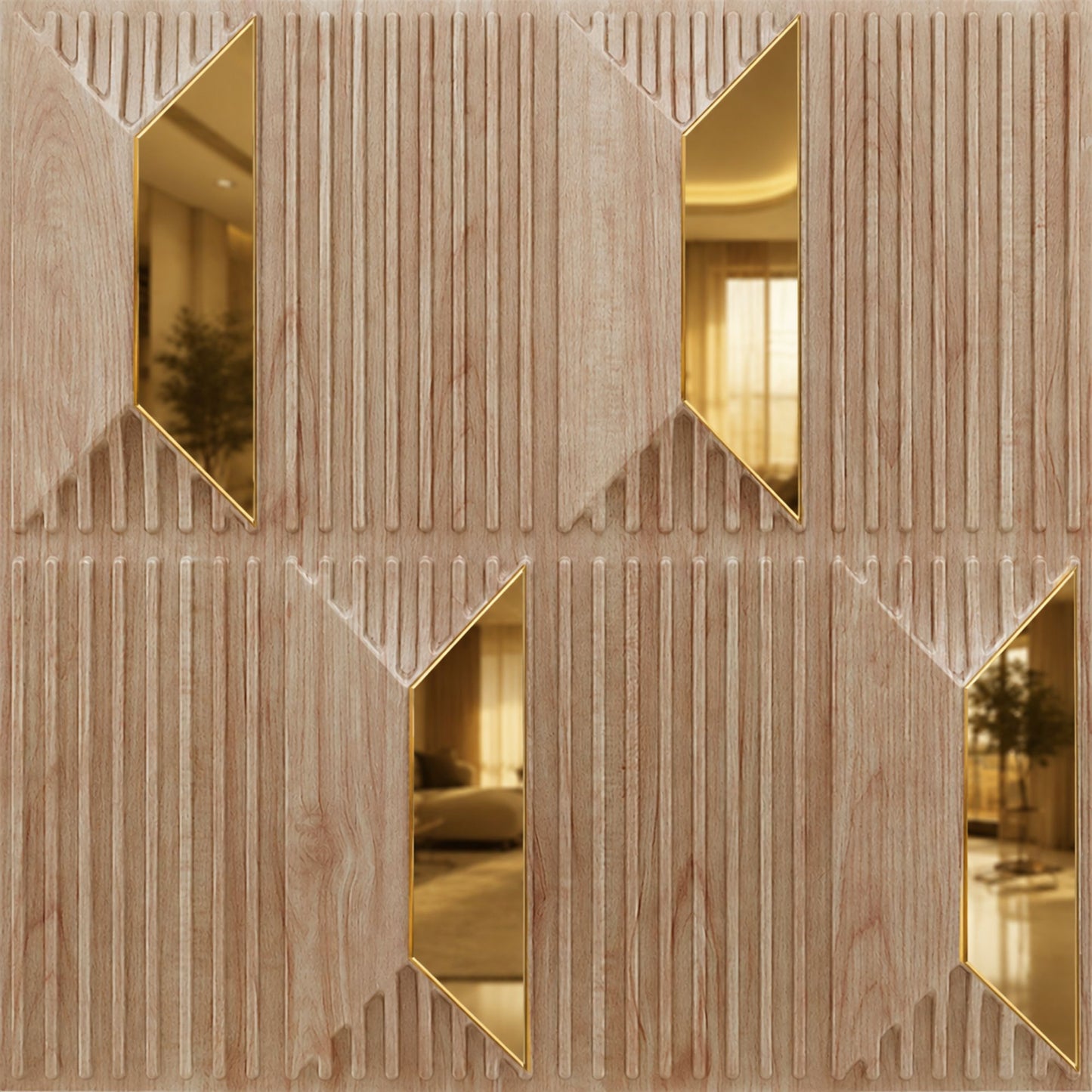 Beech Wood Gold Artisan Design Acrylic 3D Wall Panel