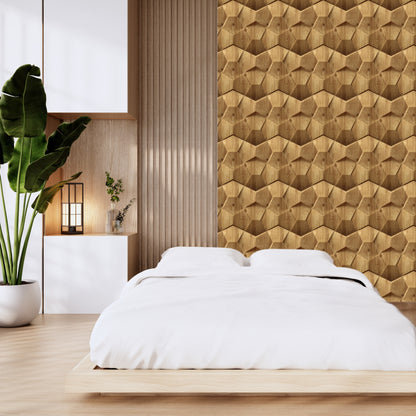 Beech Wood 3D Wall Panels Hexa quarter Design