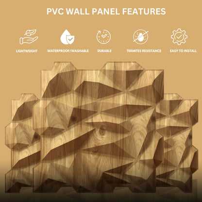 Beech Wood Diamond Design 3D Wall Panel View-3