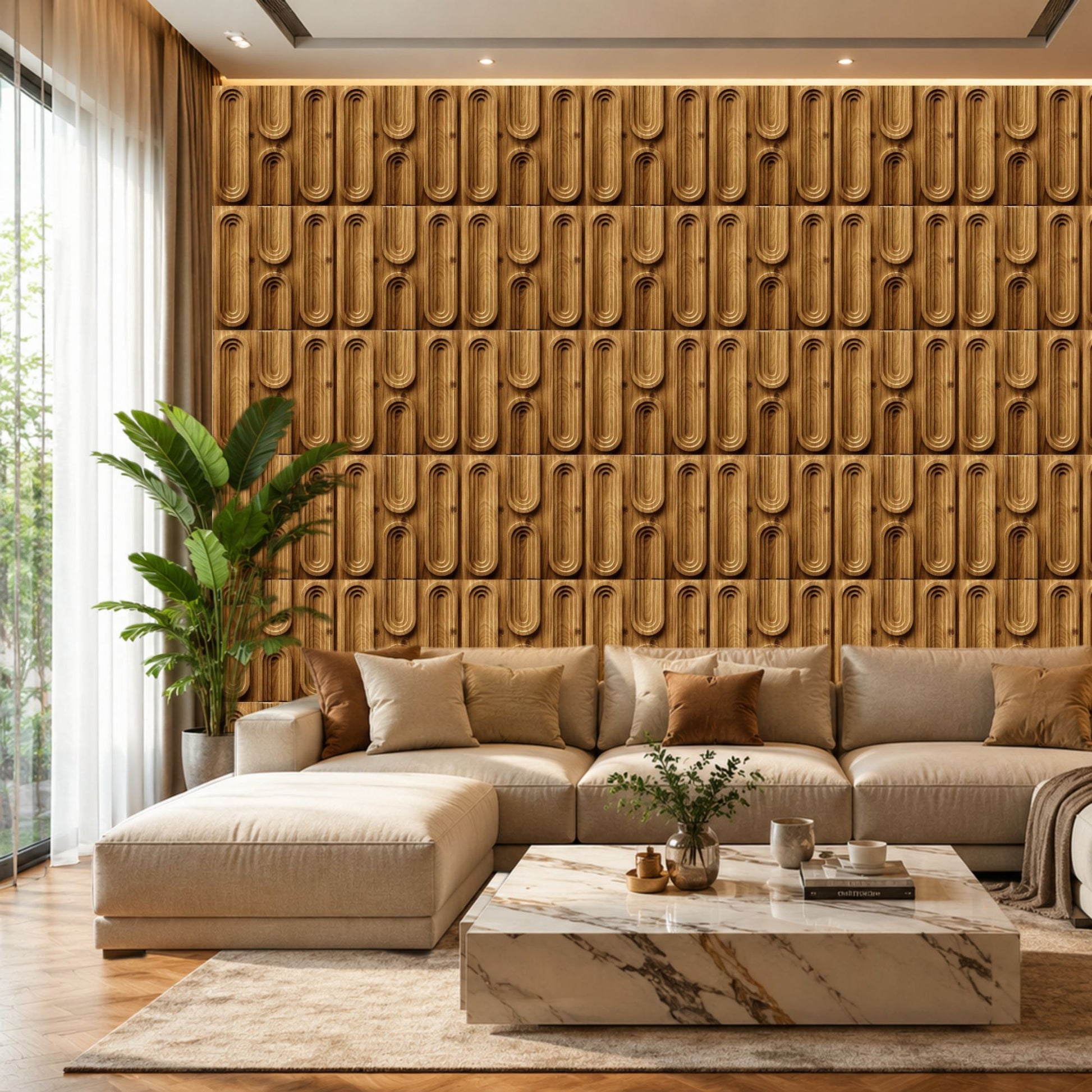 Beech Wood Loops Design 3D Wall Panel-1