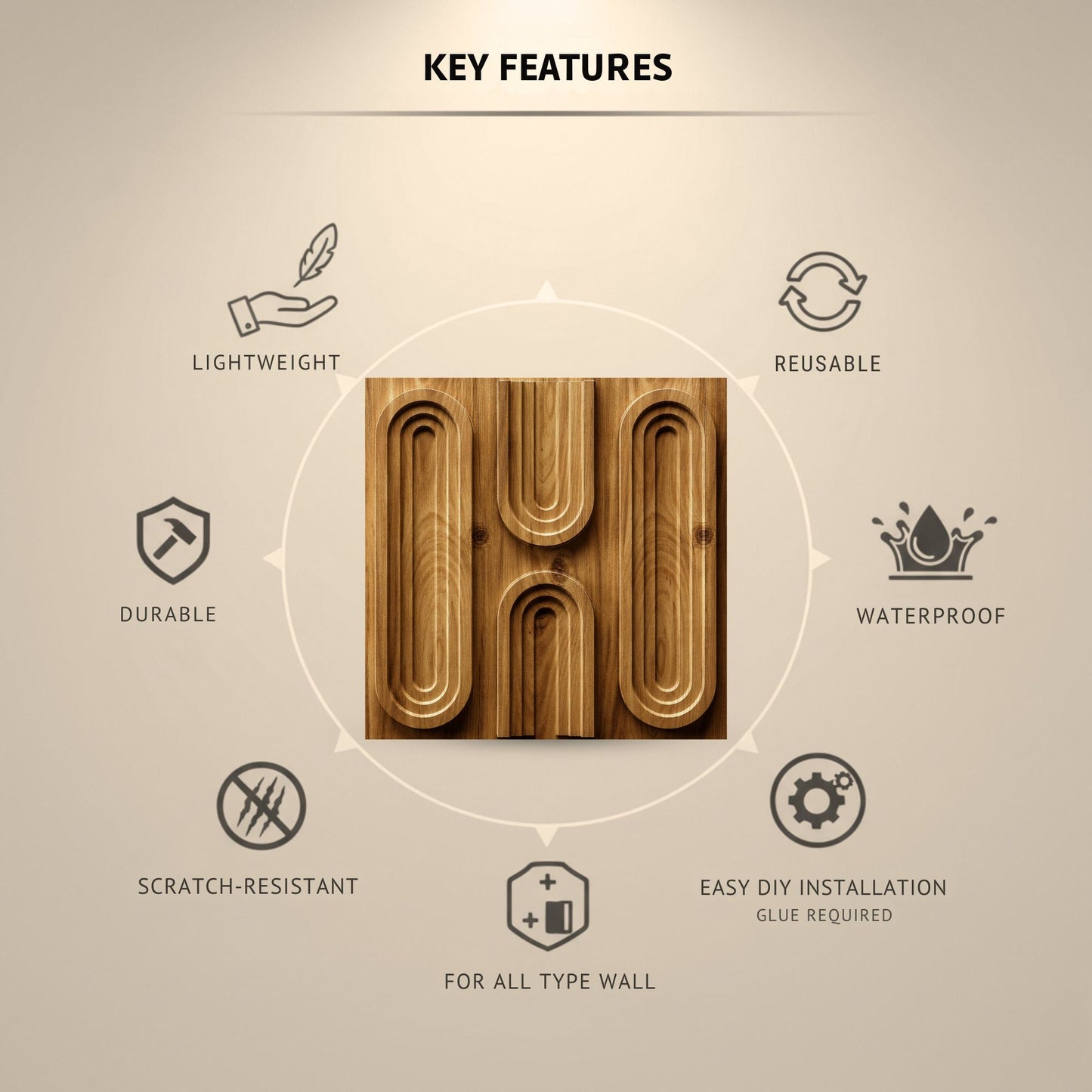 Beech Wood Loops Design 3D Wall Panel-3
