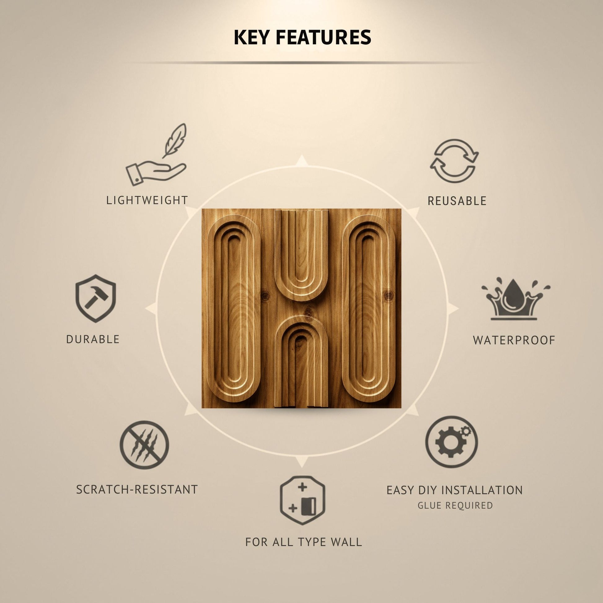 Beech Wood Loops Design 3D Wall Panel-3