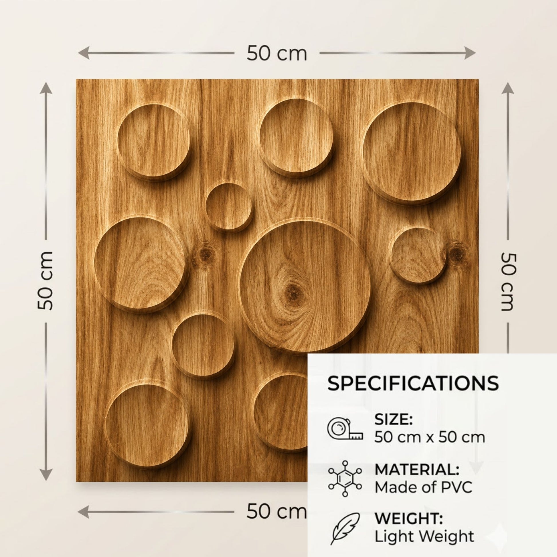 Beech Wood Moon Design 3D Wall Panel-3