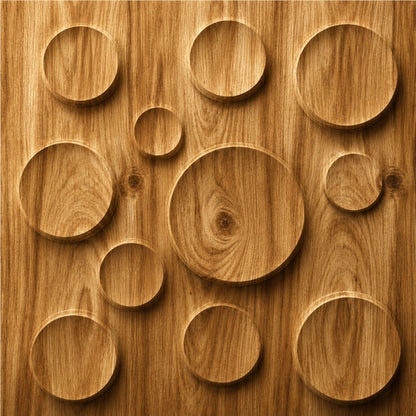 Beech Wood Moon Design 3D Wall Panel