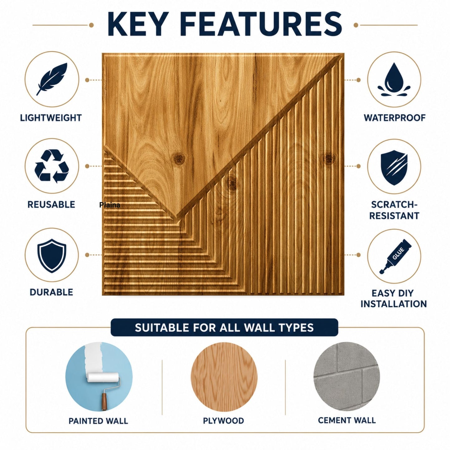 Beech Wood Plaina Design 3D Wall Panel-2
