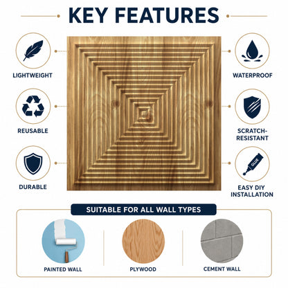 Beech Wood Pyramid Design 3D Wall Panel-2