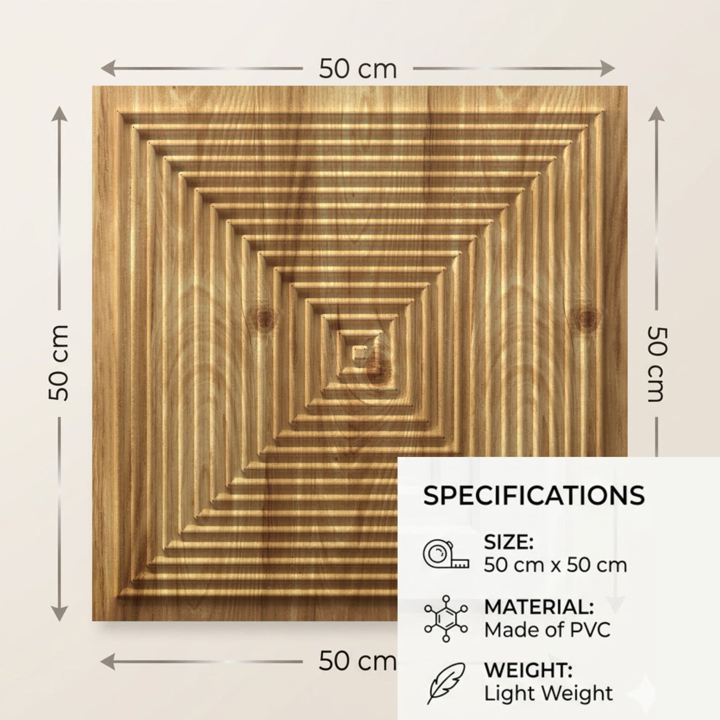 Beech Wood Pyramid Design 3D Wall Panel-3