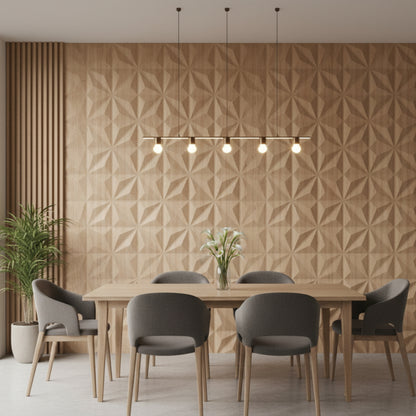 Beech Wood Crystal  Design 3D Wall Panel Front View-2