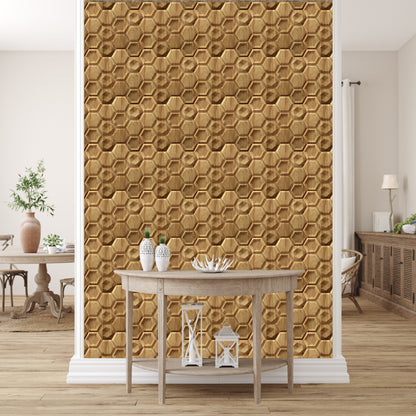 Beech Wood 3D Wall Panels Hexagon Design-5001