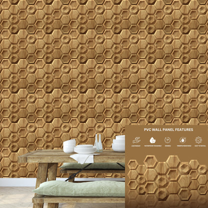 Beech Wood 3D Wall Panels Hexagon Design-5001