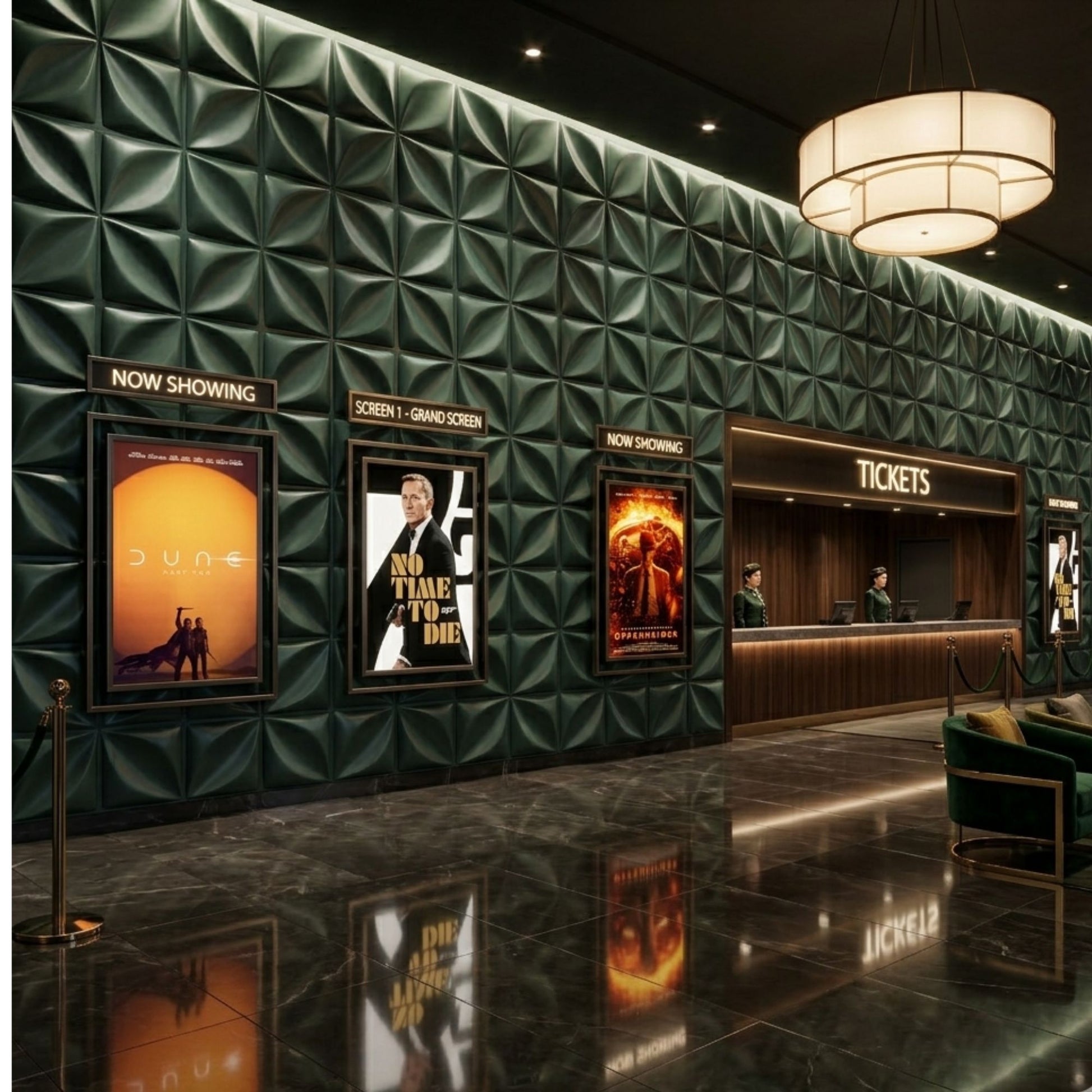 Olive Green Bloom Design 3D Wall Panel View-1