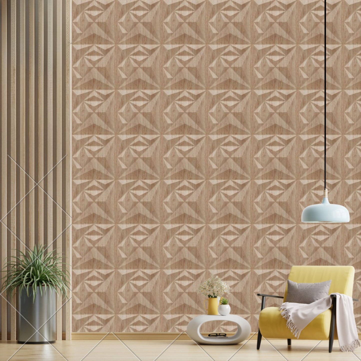Beech wood Diamond Design 3D Wall Panel-2