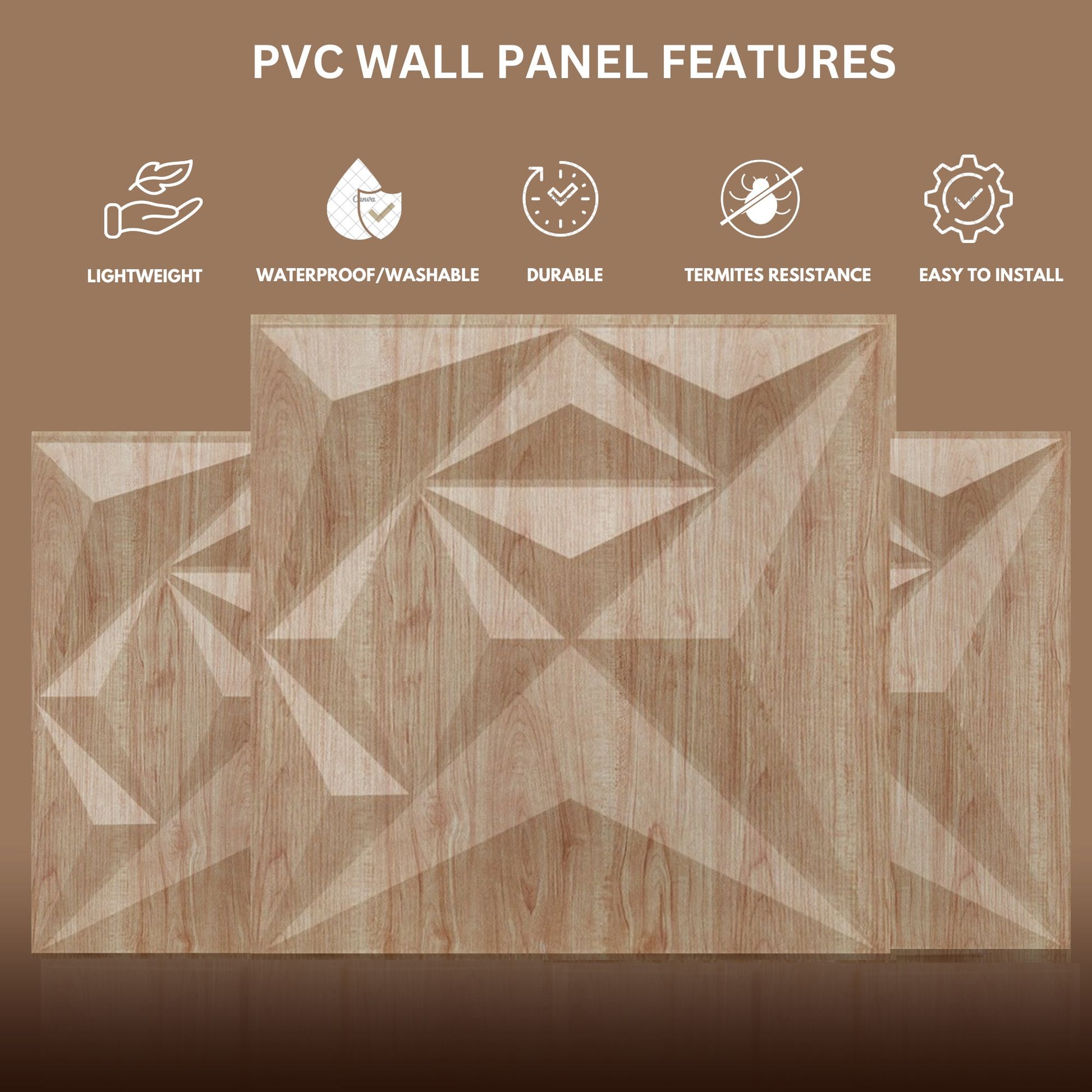 Beech wood Diamond Design 3D Wall Panel-4