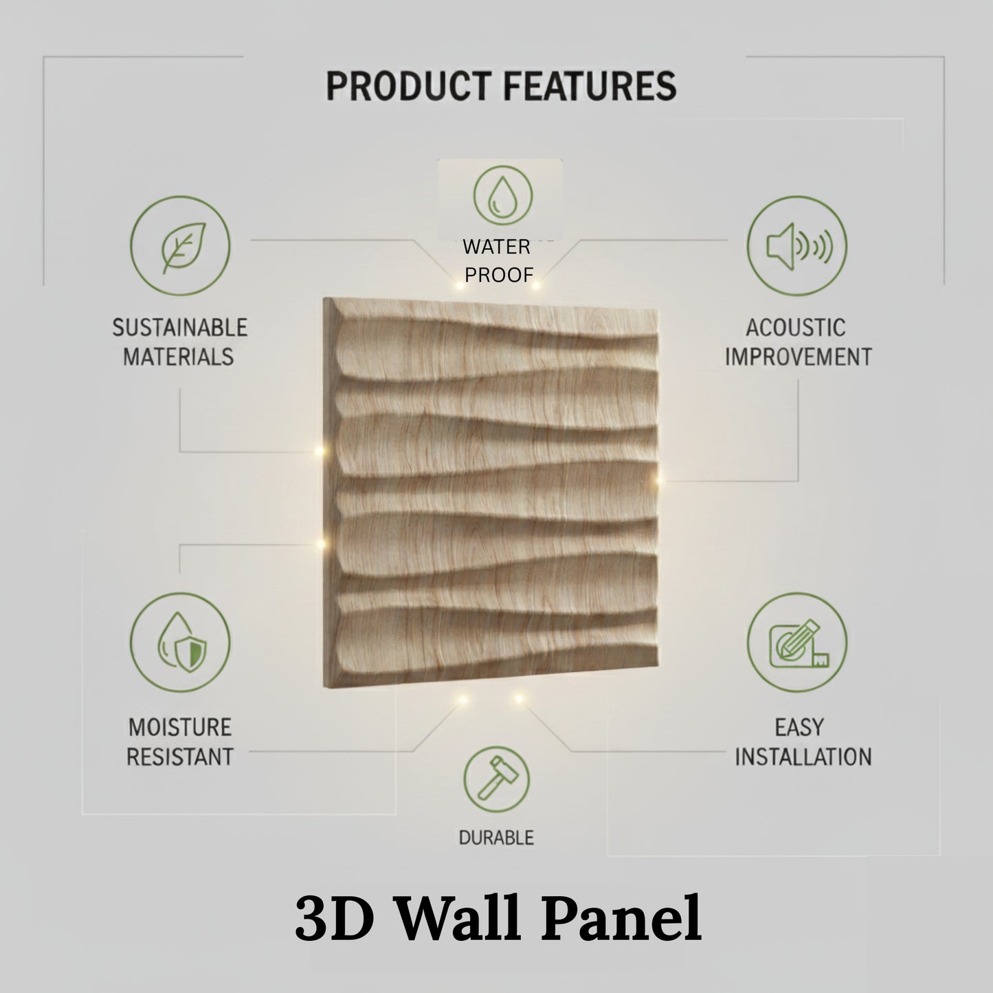 Beech Wood 3D Wall Panels Dune Design