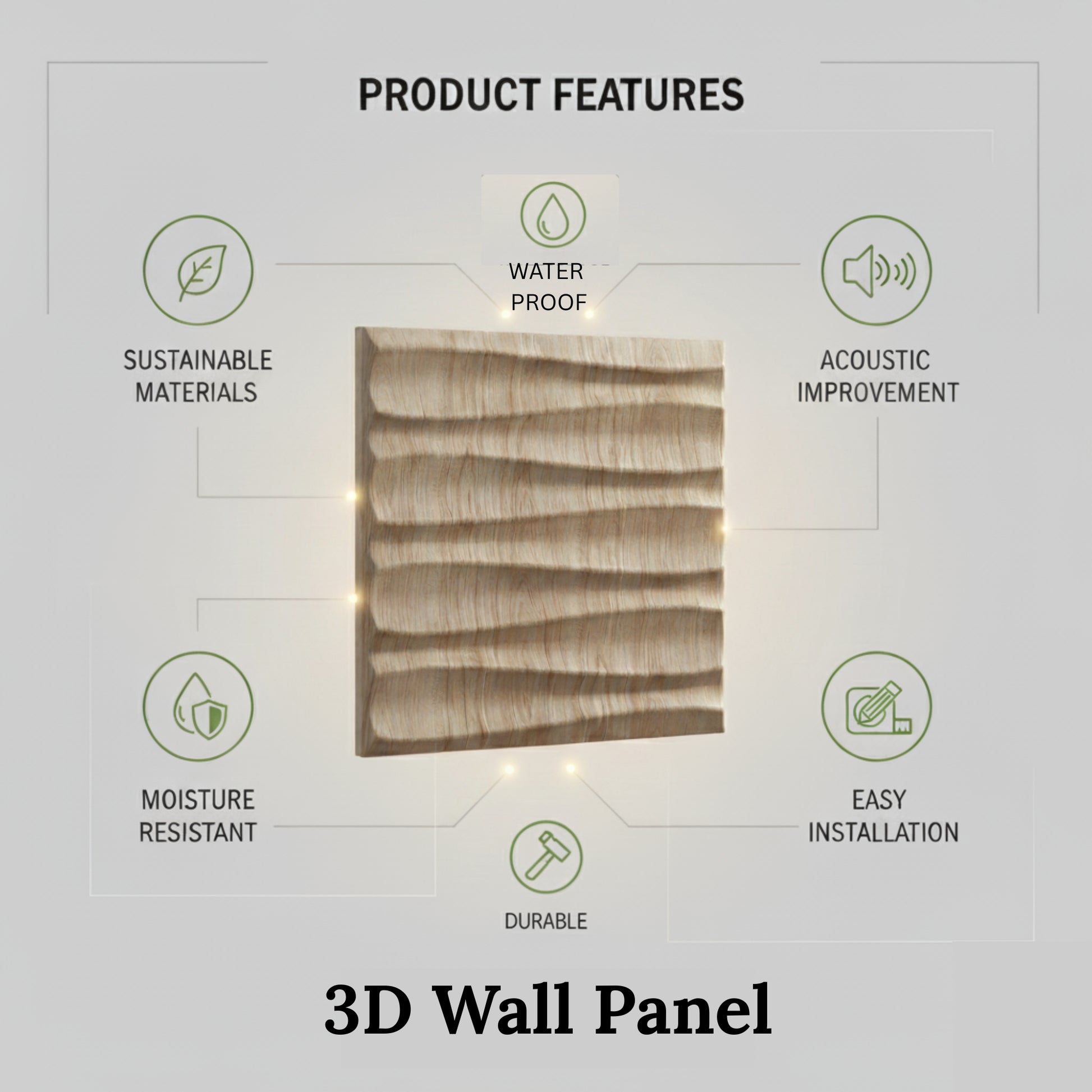 Beech Wood 3D Wall Panels Dune Design