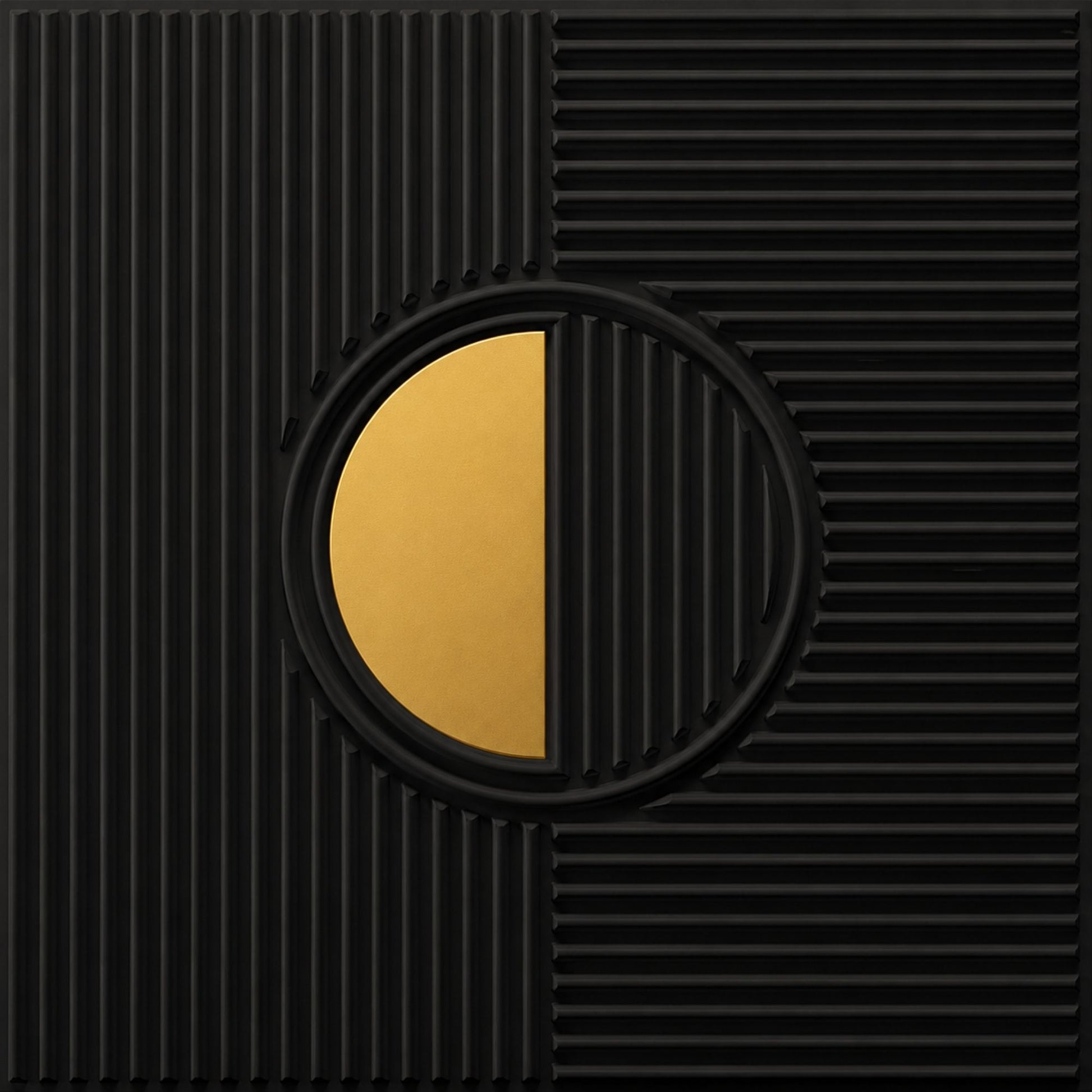 Black - Gold Self Adhesive PVC wall Panels Fluted Circle Design
