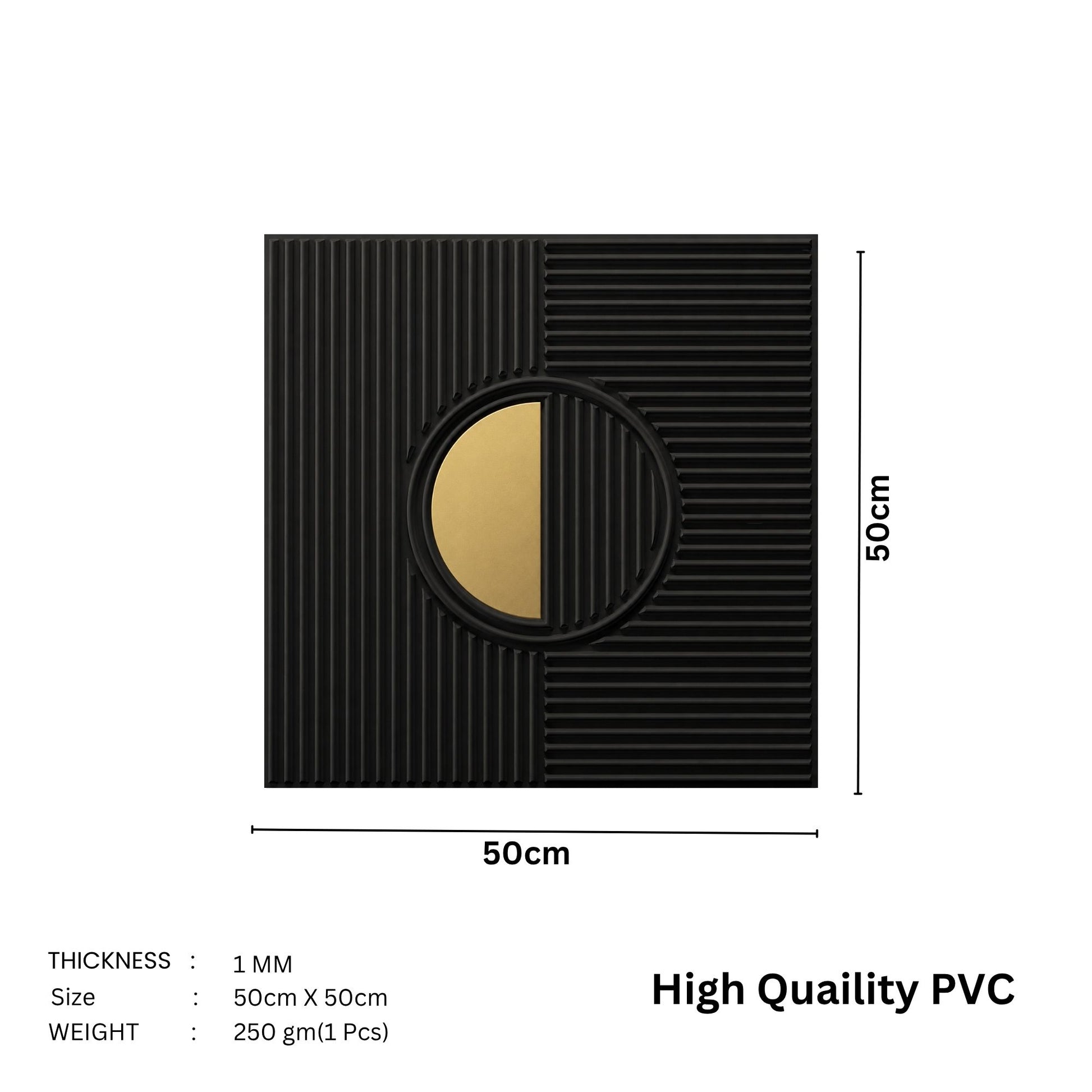 Black - Gold Self Adhesive PVC wall Panels Fluted Circle Design
