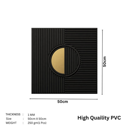 Black - Gold Self Adhesive PVC wall Panels Fluted Circle Design