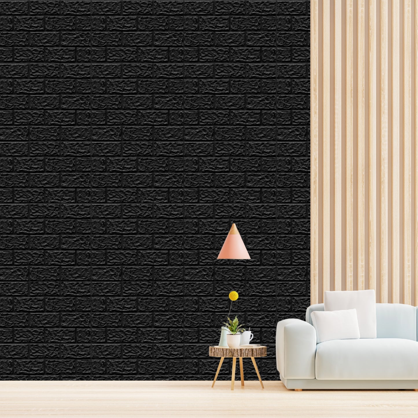 Black Self Adhesive 3D Panels Brick Design